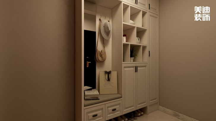 嘉華城188㎡古典美式風裝修案例效果圖-玄關