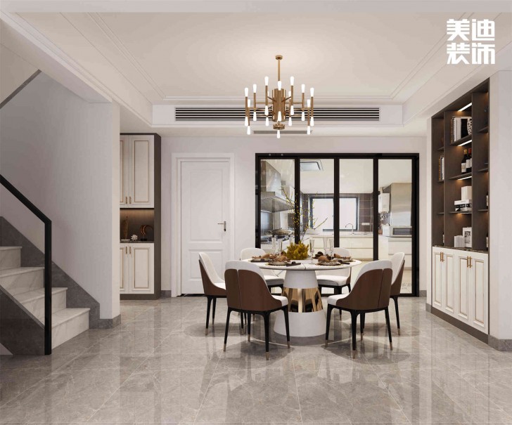 明昇壹城112㎡現(xiàn)代輕奢風(fēng)裝修案例效果圖-餐廳