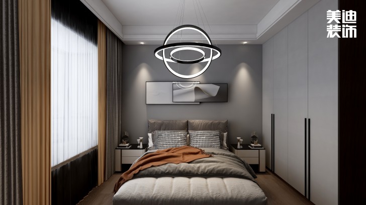 永宏萬家里160㎡現(xiàn)代輕奢風(fēng)格裝修案例效果圖-臥室