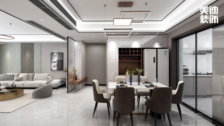 永宏萬家里160㎡現(xiàn)代輕奢風(fēng)格裝修案例效果圖-餐廳