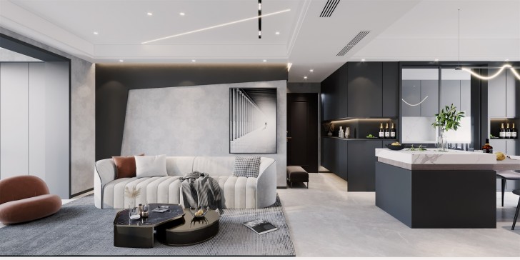 長沙裝修公司美迪裝飾-明昇壹城140平米現(xiàn)代風(fēng)格造價30萬	