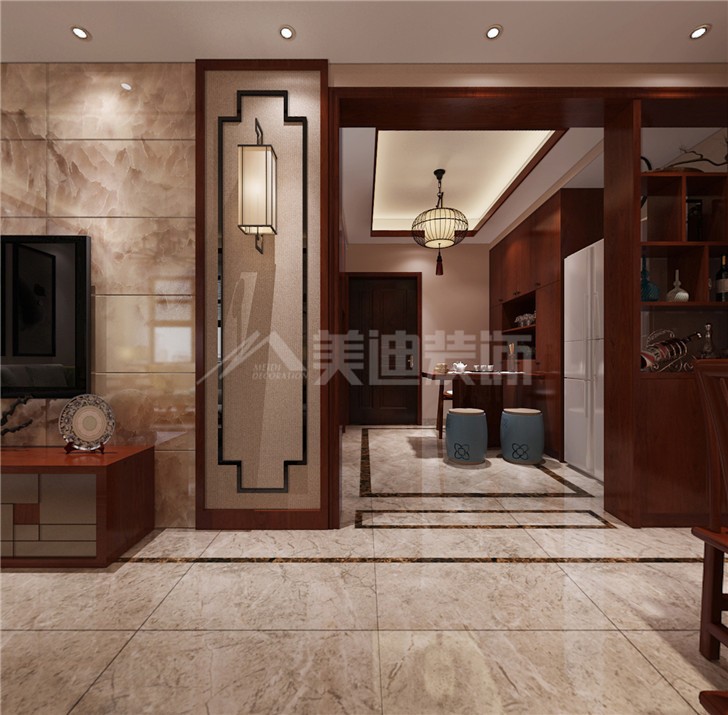 保利國際129平中式風(fēng)裝修案例圖—客廳