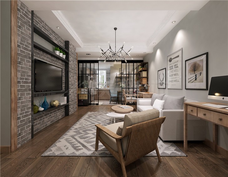 中房瑞致國際88平工業(yè)風(fēng)裝修案例圖—客廳