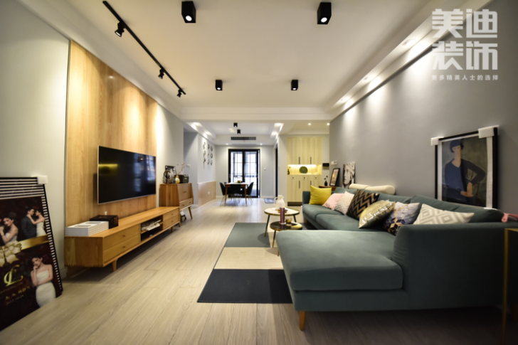 萬(wàn)境水岸135平清新北歐裝修效果圖--客廳