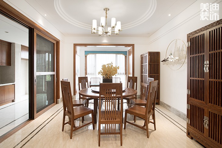 青竹園·曦園 295㎡書(shū)香之家，新中式裝修實(shí)拍圖--餐廳