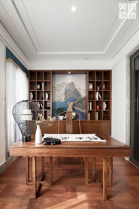青竹園·曦園 295㎡書(shū)香之家，新中式裝修實(shí)拍圖--書(shū)房